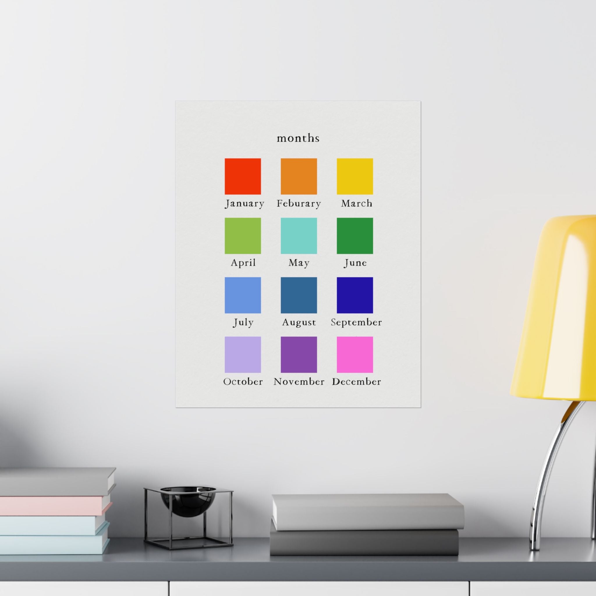 Montessori Months of the Year Poster – Color-Coded Calendar Wall Art for Kids