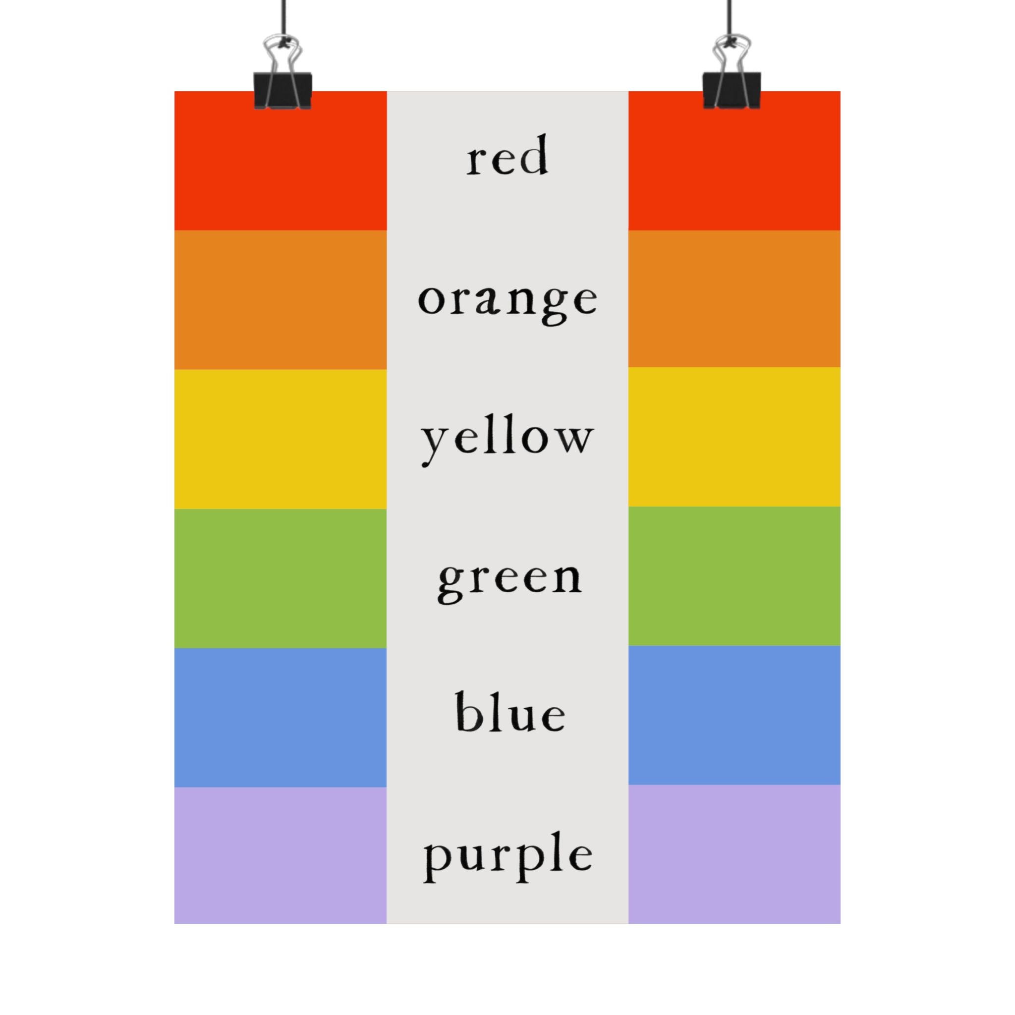 Montessori Color Names Chart – Minimalist Vertical Wall Art for Kids