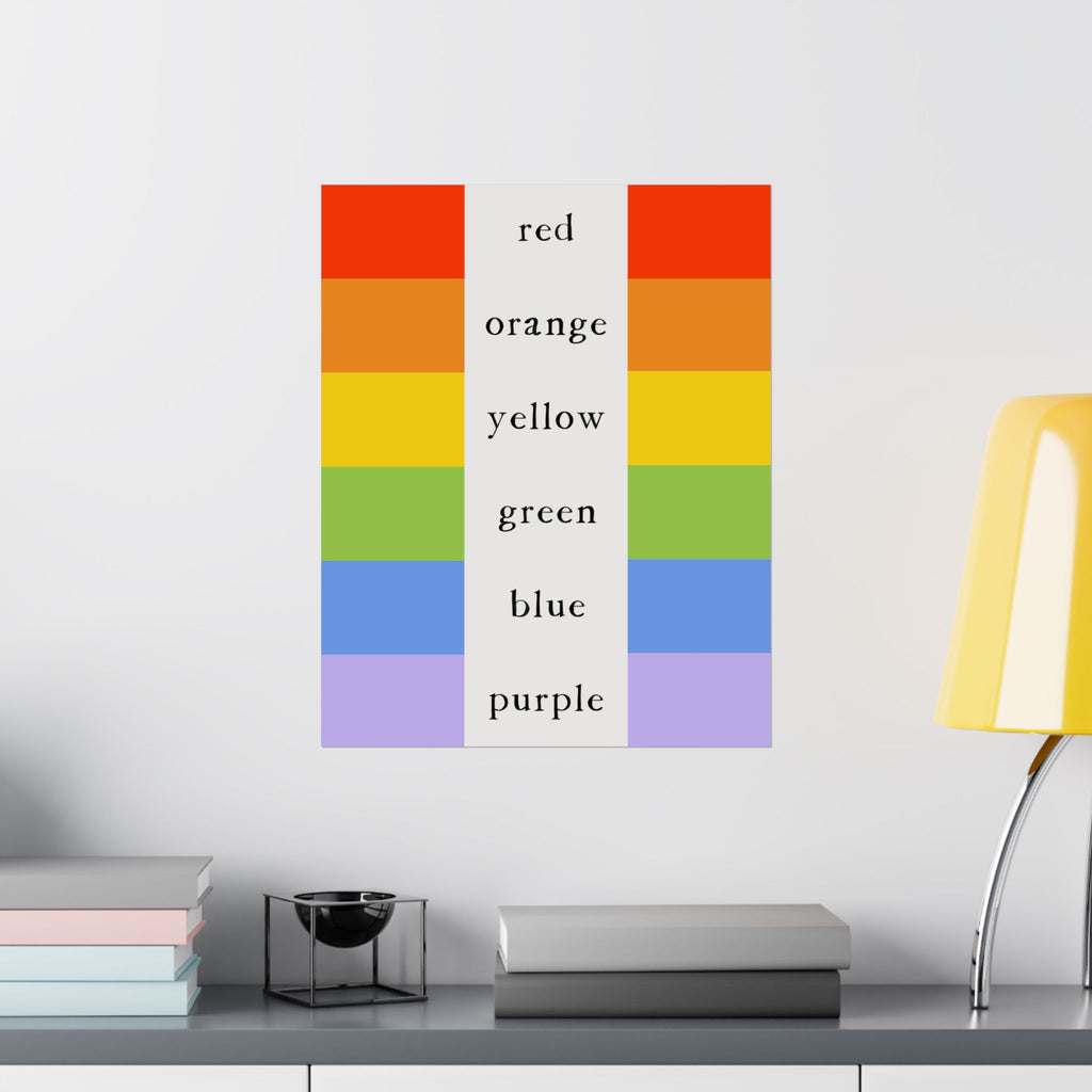 Montessori Color Names Chart – Minimalist Vertical Wall Art for Kids