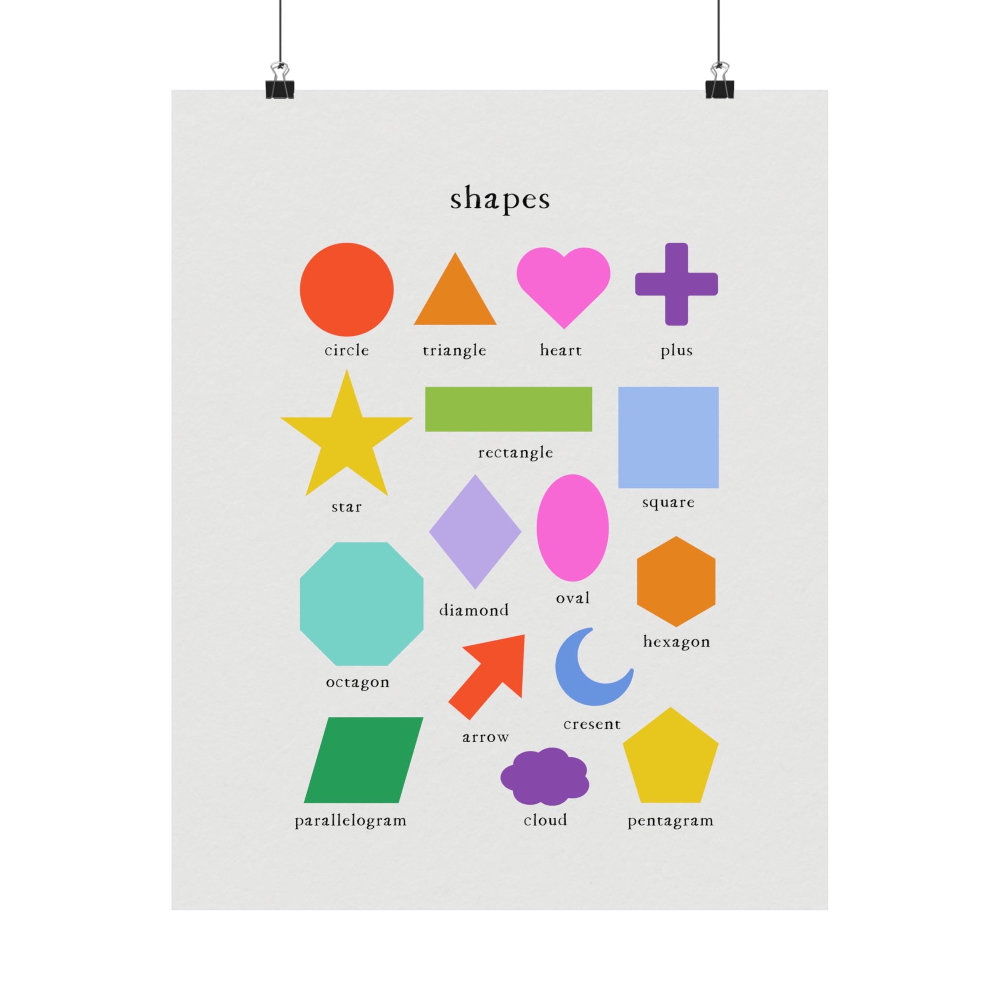 Shapes Poster — Colorful Montessori Wall Art for Kids' Room, Nursery or Classroom