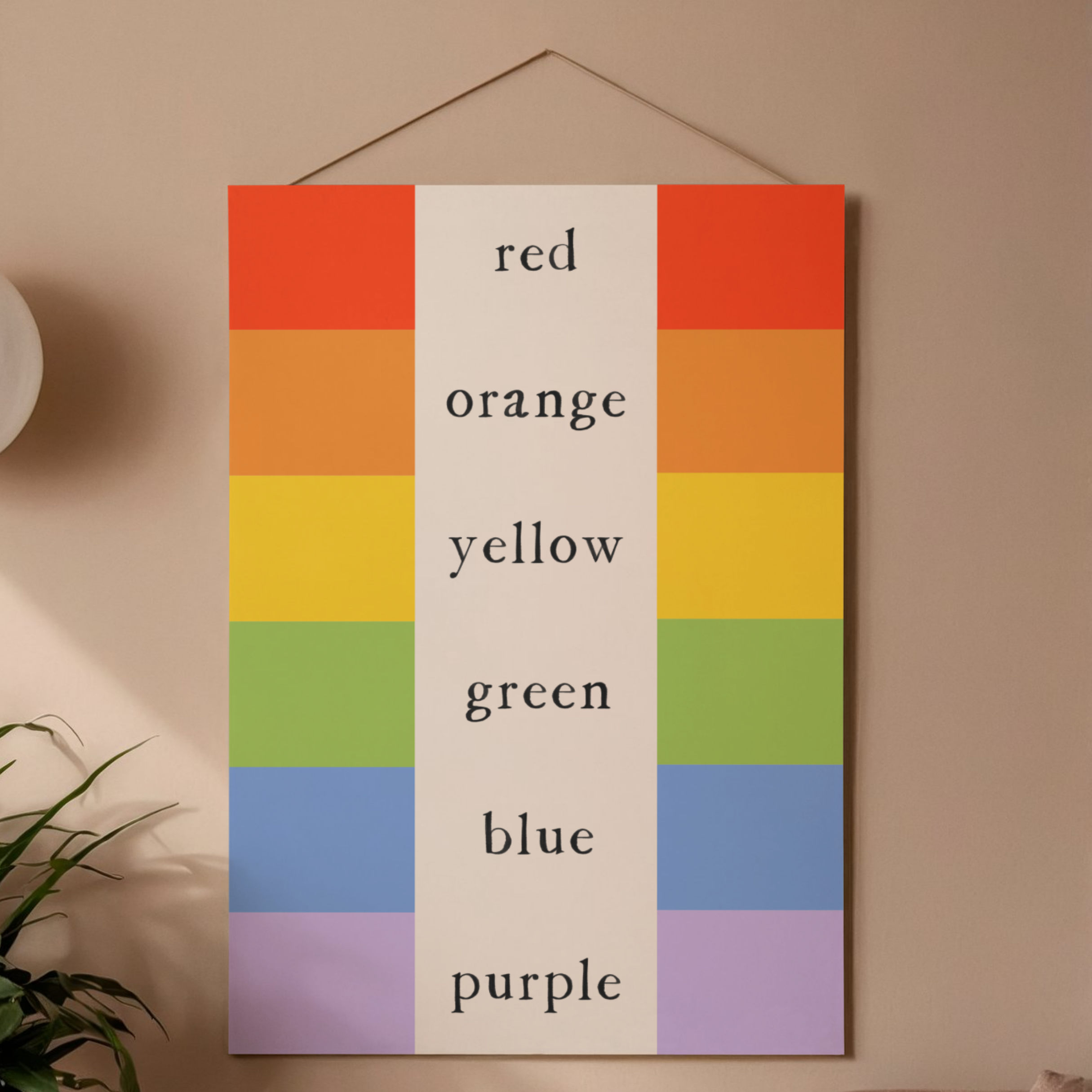 Montessori Color Names Chart – Minimalist Vertical Wall Art for Kids