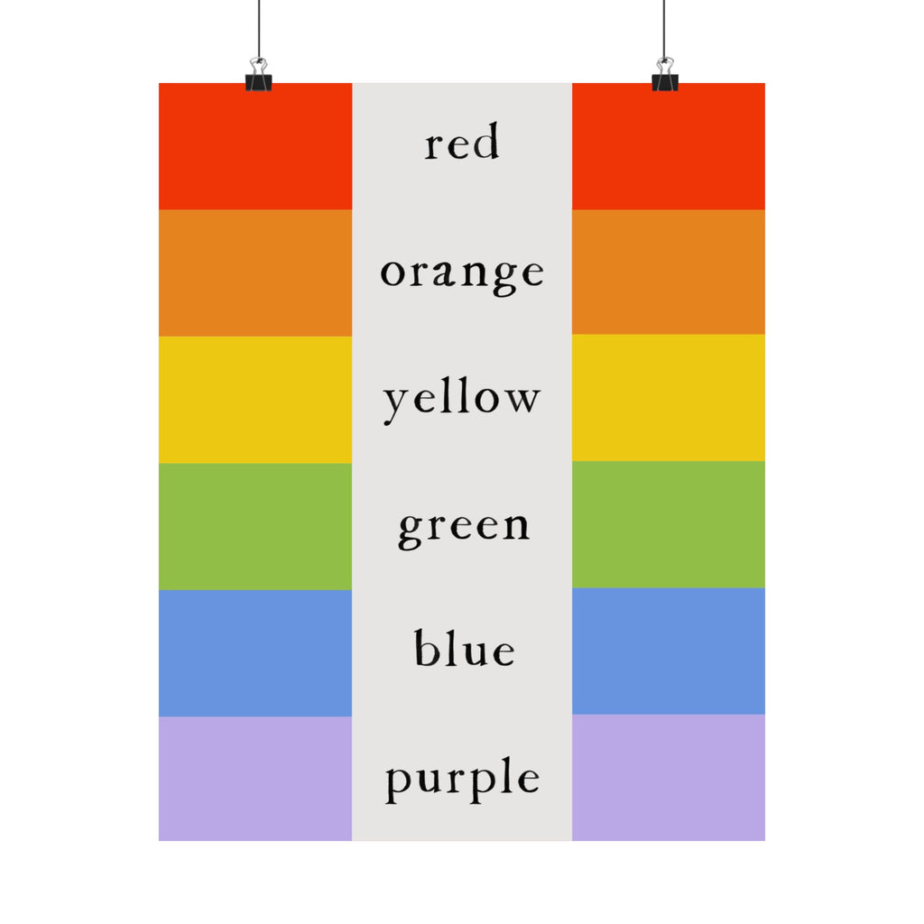 Montessori Color Names Chart – Minimalist Vertical Wall Art for Kids