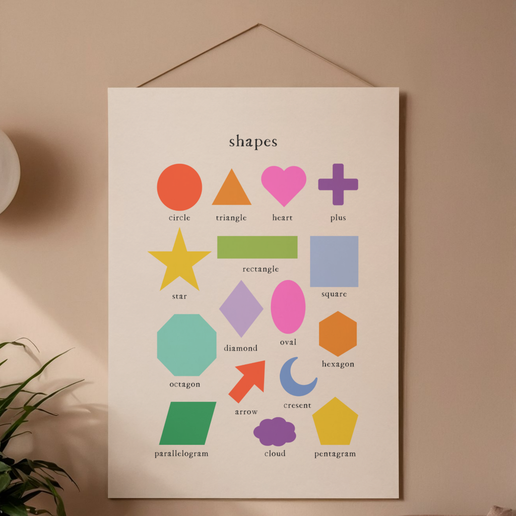 Montessori Learning Posters Bundle – Colors, Alphabet & Shapes Wall Art for Kids