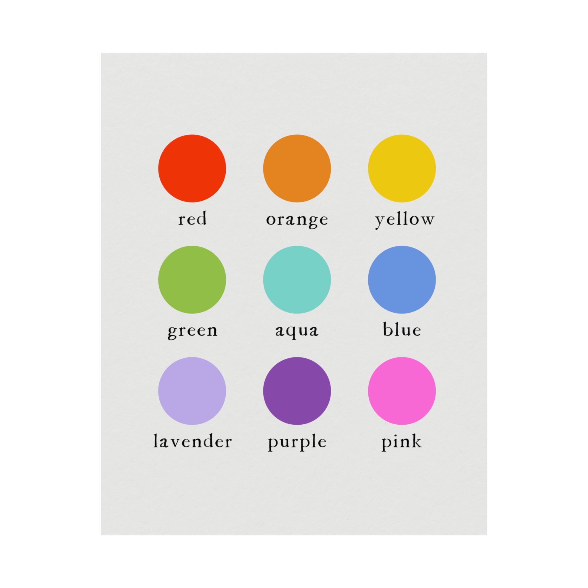 Colors Poster - Matte Vertical Poster for Kids' Room, Nursery or Classroom